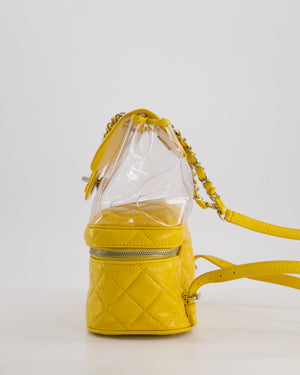 Chanel Yellow Aquarium Backpack Bag in Crumpled Calfskin Leather with Silver Hardware