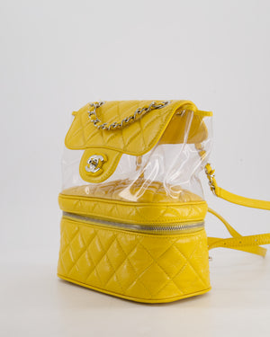 Chanel Yellow Aquarium Backpack Bag in Crumpled Calfskin Leather with Silver Hardware