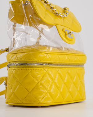 Chanel Yellow Aquarium Backpack Bag in Crumpled Calfskin Leather with Silver Hardware