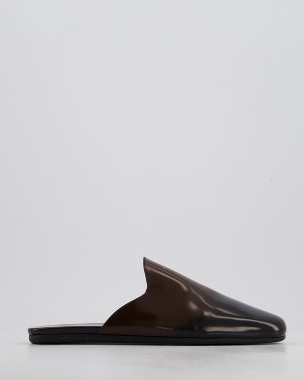 Prada Brown Brushed Leather Mules with Embossed Logo Detail Size EU 38 RRP £780
