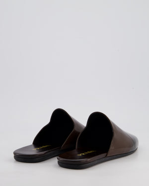 Prada Brown Brushed Leather Mules with Embossed Logo Detail Size EU 38 RRP £780