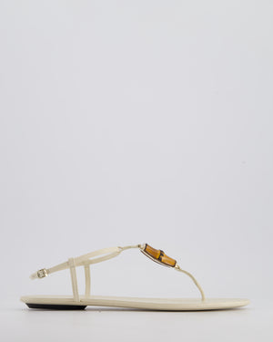 Gucci Cream Bamboo and Microguccissima Leather Thong Sandals Size EU 38.5