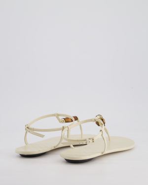 Gucci Cream Bamboo and Microguccissima Leather Thong Sandals Size EU 38.5