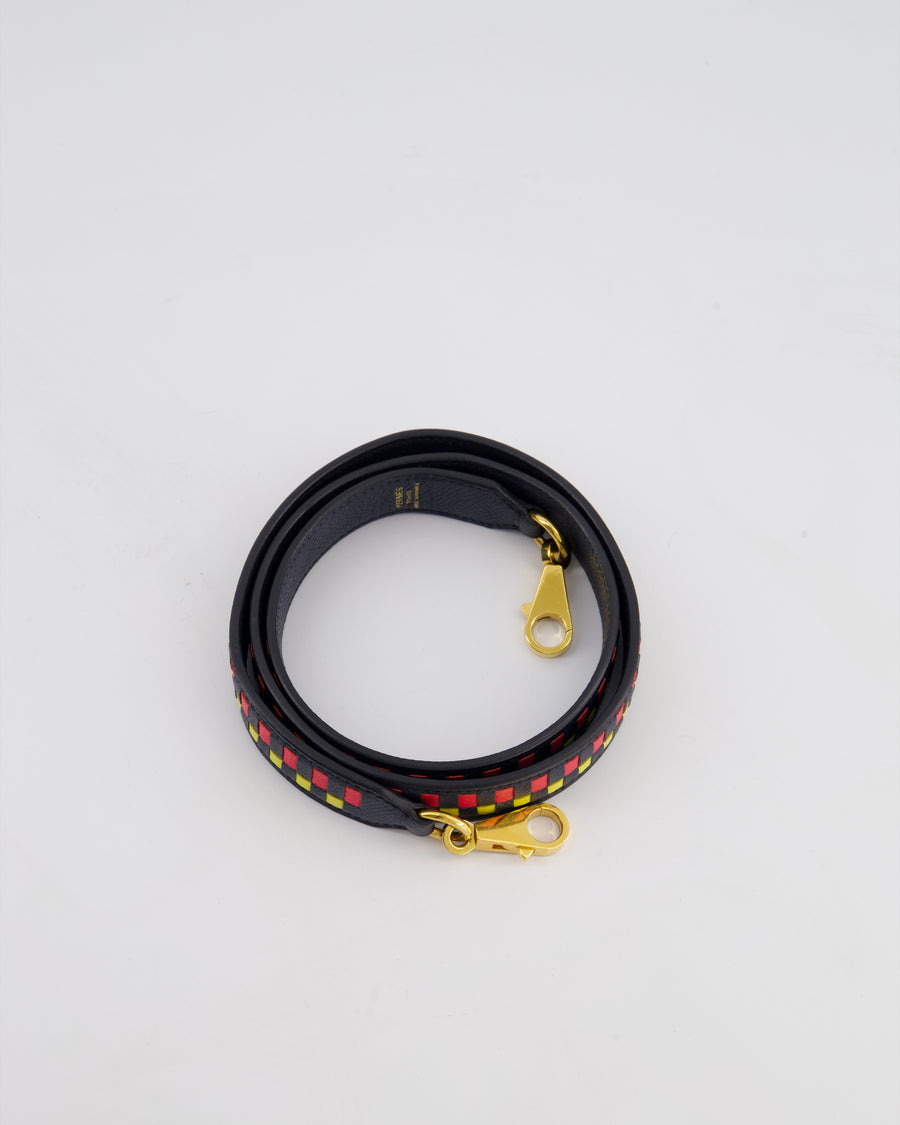Hermès Blue Nuit Epsom Leather Tressage 25mm Bag Strap with Gold Hardware
