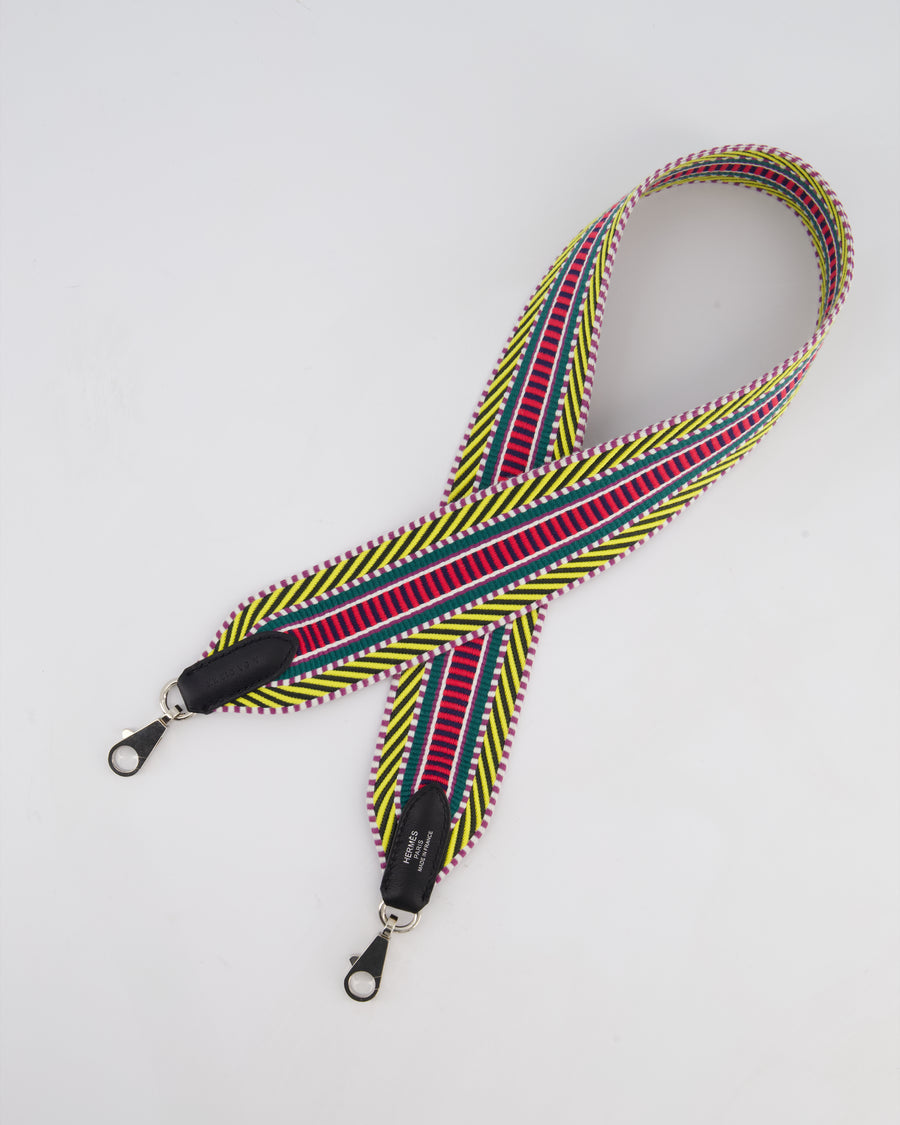 Hermès Multi Colour Canvas Sangle Cavale 50MM Bag Strap with Palladium Hardware