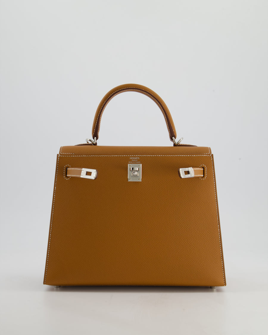 Hermès Kelly Sellier 25cm Bag in Gold Epsom Leather with Palladium Hardware