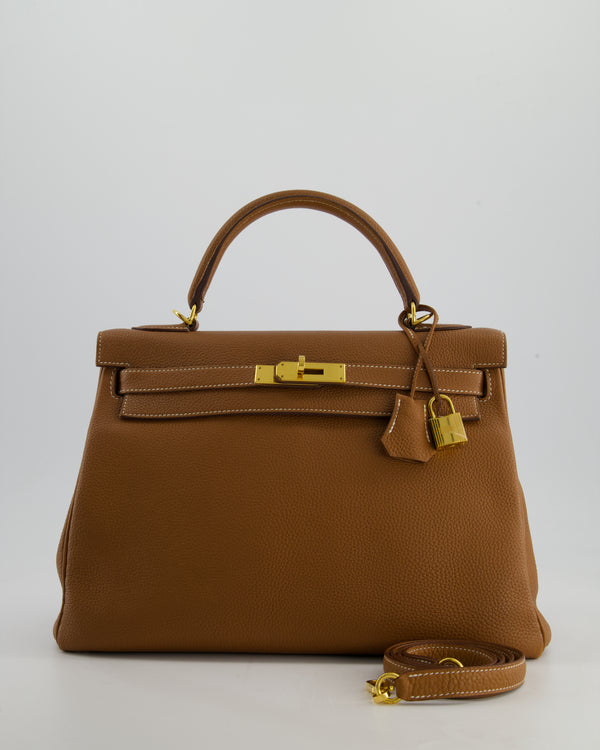 Hermès Kelly Bag 32cm Retourne in Gold Togo Leather with Gold Hardware