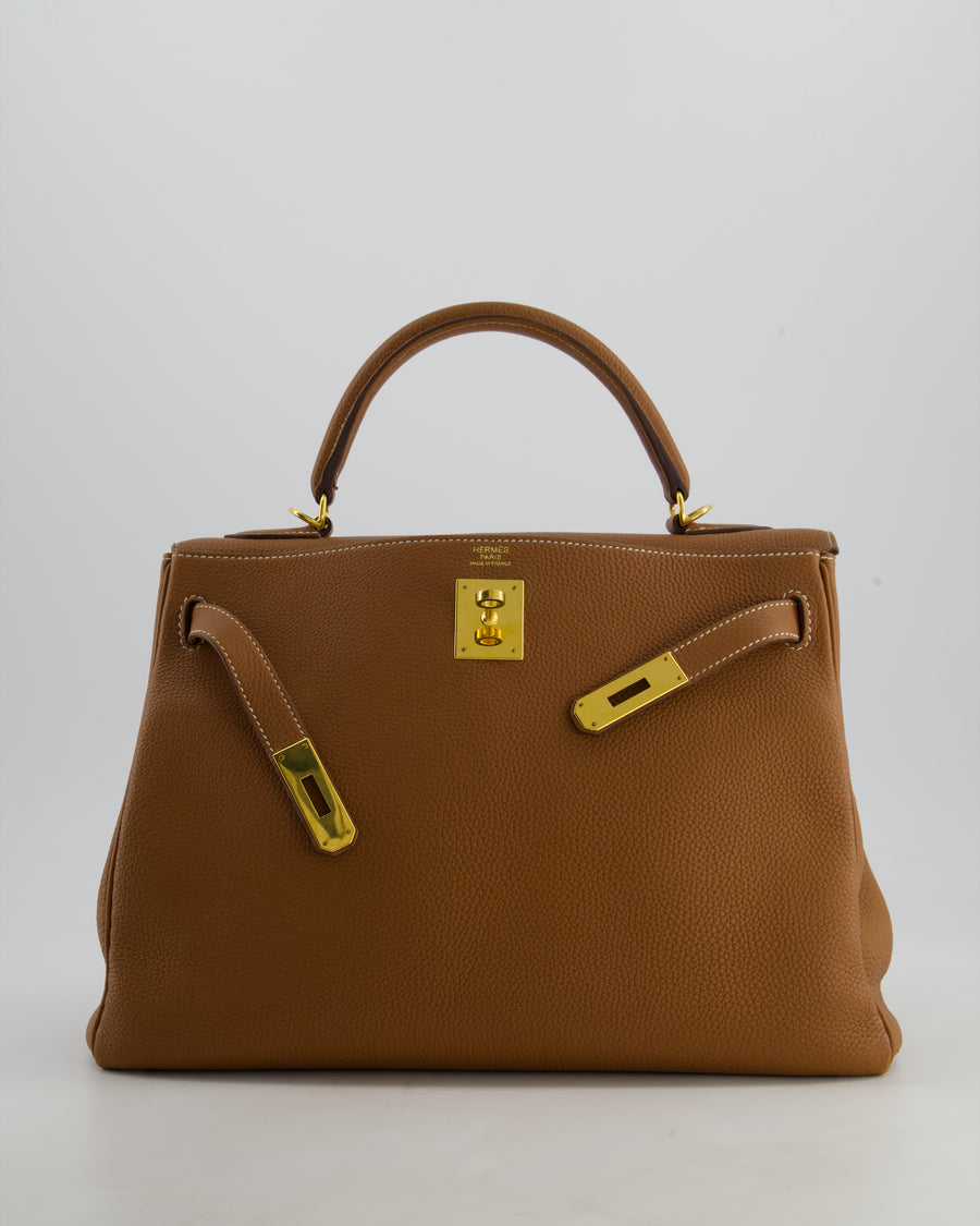 Hermès Kelly Bag 32cm Retourne in Gold Togo Leather with Gold Hardware