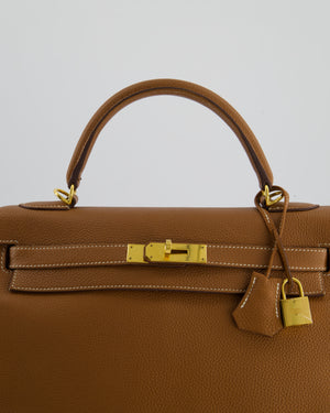 Hermès Kelly Bag 32cm Retourne in Gold Togo Leather with Gold Hardware