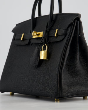 *HOLY GRAIL* Hermès Birkin 25 Retourne Bag in Noir Togo Leather with Gold Hardware