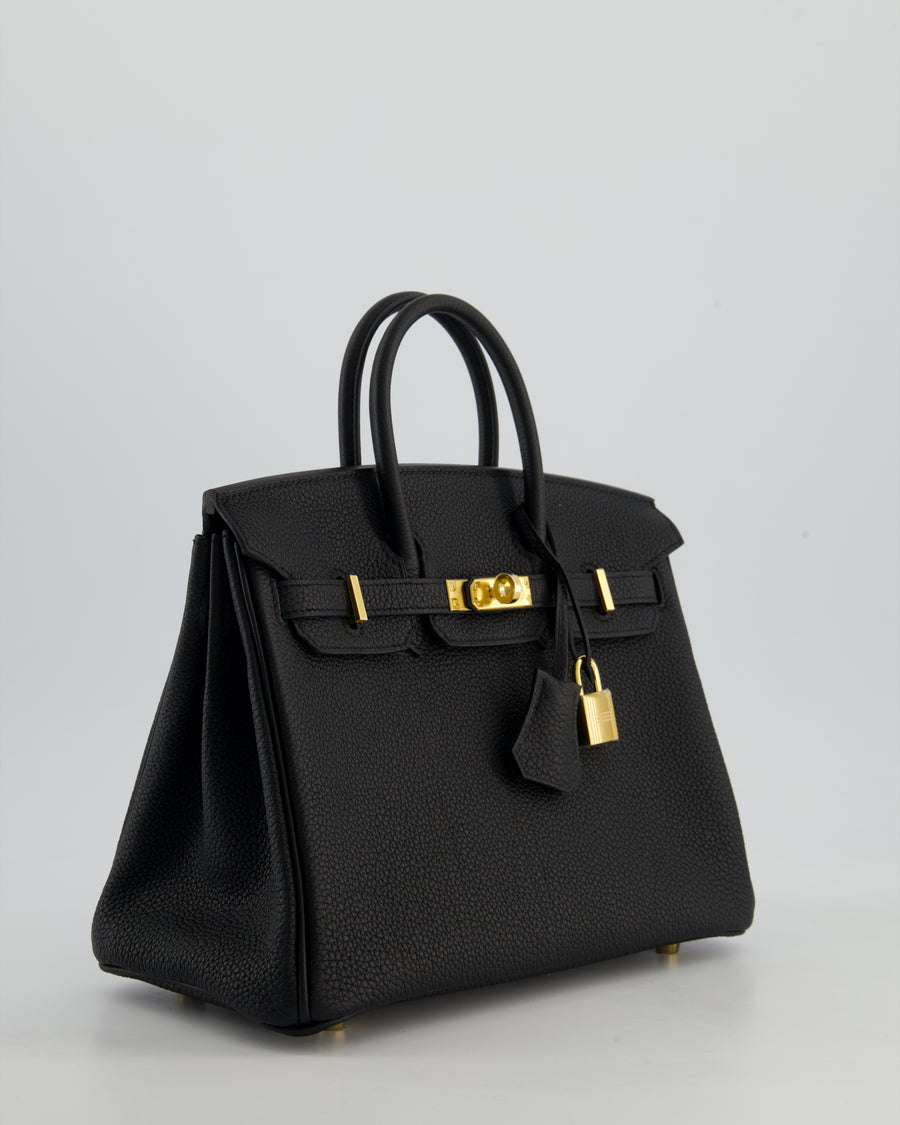 *HOLY GRAIL* Hermès Birkin 25 Retourne Bag in Noir Togo Leather with Gold Hardware
