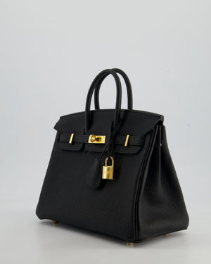*HOLY GRAIL* Hermès Birkin 25 Retourne Bag in Noir Togo Leather with Gold Hardware
