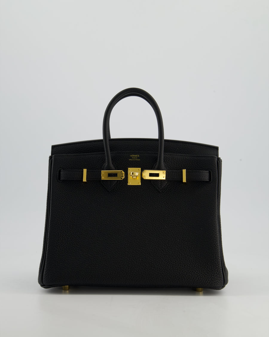*HOLY GRAIL* Hermès Birkin 25 Retourne Bag in Noir Togo Leather with Gold Hardware