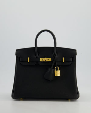 *HOLY GRAIL* Hermès Birkin 25 Retourne Bag in Noir Togo Leather with Gold Hardware