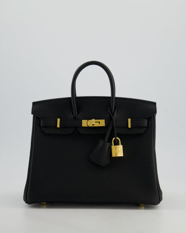 *HOLY GRAIL* Hermès Birkin 25 Retourne Bag in Noir Togo Leather with Gold Hardware