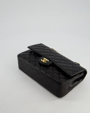 *STUNNING VINTAGE* Chanel Vintage Black Medium Classic Double Flap Bag in Lambskin Leather with 24k Gold Hardware