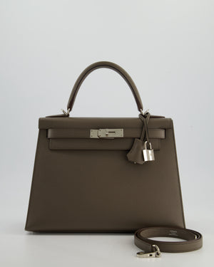 Hermès HSS Kelly 28 Sellier Bag in Gris Etain Espom Leather with Palladium Hardware