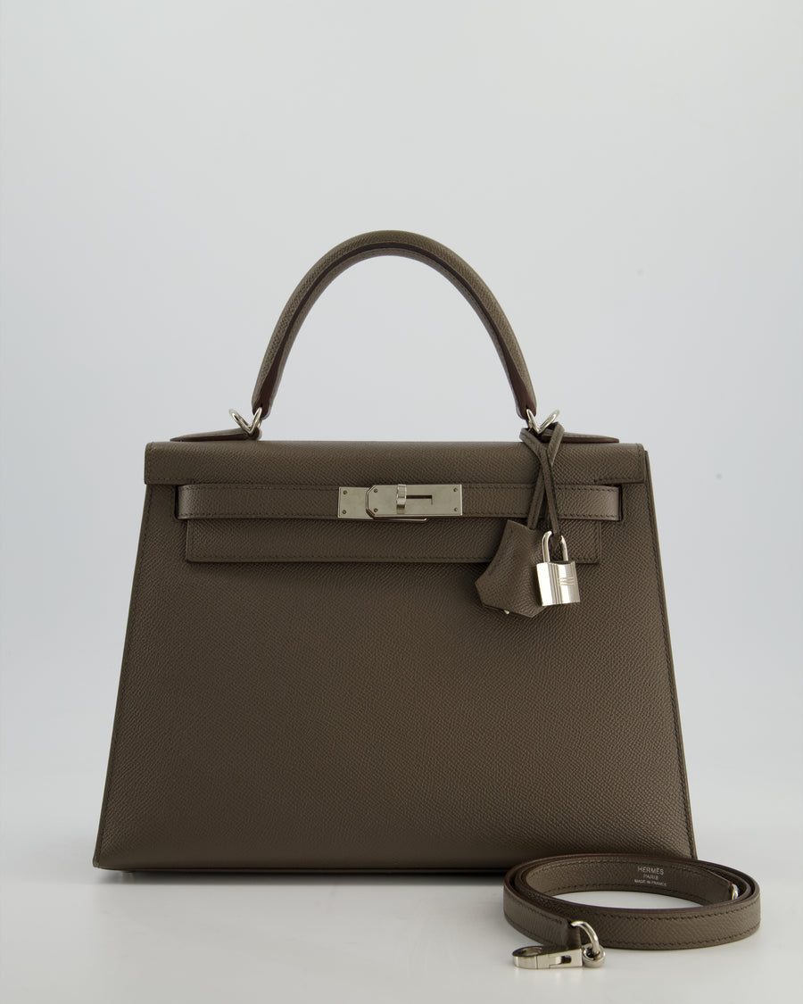 Hermès HSS Kelly 28 Sellier Bag in Gris Etain Espom Leather with Palla