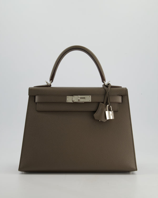 Hermès HSS Kelly 28 Sellier Bag in Gris Etain Espom Leather with Palladium Hardware