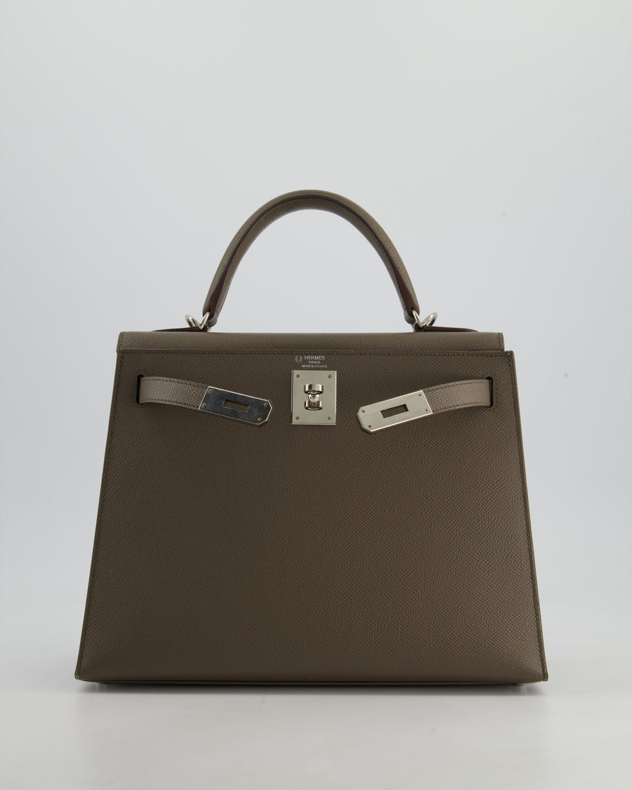 Hermès HSS Kelly 28 Sellier Bag in Gris Etain Espom Leather with Palladium Hardware