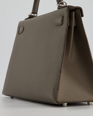 Hermès HSS Kelly 28 Sellier Bag in Gris Etain Espom Leather with Palladium Hardware