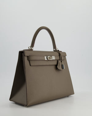 Hermès HSS Kelly 28 Sellier Bag in Gris Etain Espom Leather with Palladium Hardware