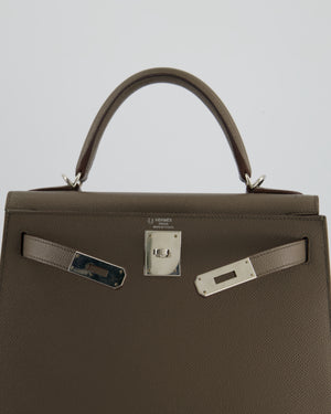 Hermès HSS Kelly 28 Sellier Bag in Gris Etain Espom Leather with Palladium Hardware