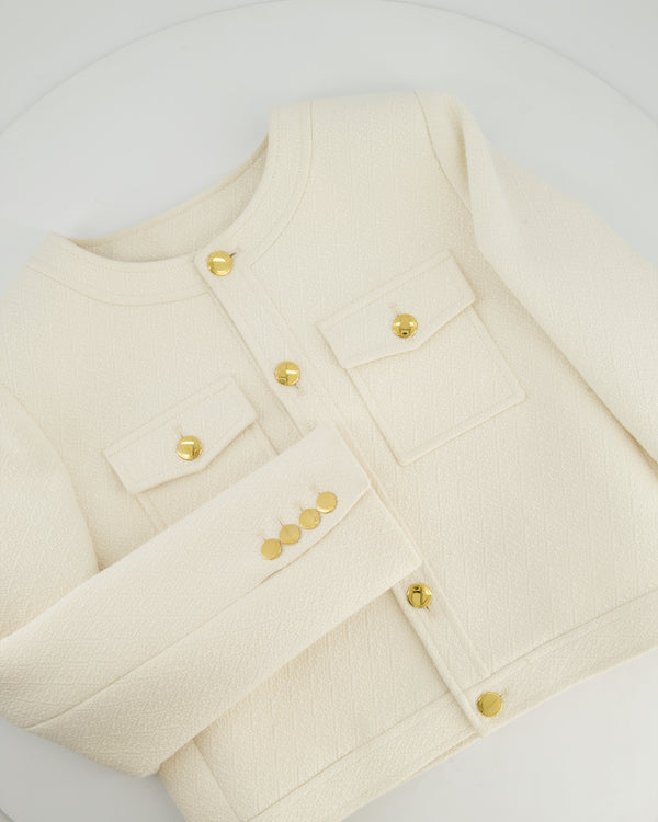 Celine Ivory Cream Cropped Jacket with Gold Buttons and Double Pockets Size 36 (UK 8) RRP £3200