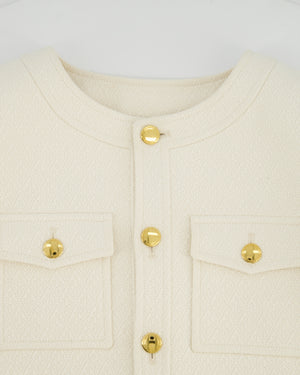 Celine Ivory Cream Cropped Jacket with Gold Buttons and Double Pockets Size 36 (UK 8) RRP £3200