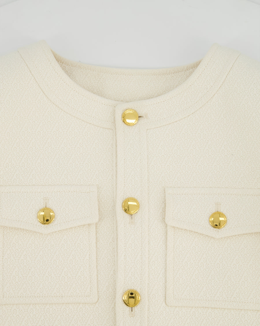 Celine Ivory Cream Cropped Jacket with Gold Buttons and Double Pockets Size 36 (UK 8) RRP £3200