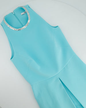 Safiyaa Tiffany Blue Eula Positano Sleeveless Wide Leg Jumpsuit with Sequence Neckline Detail IT 38 (UK 6)