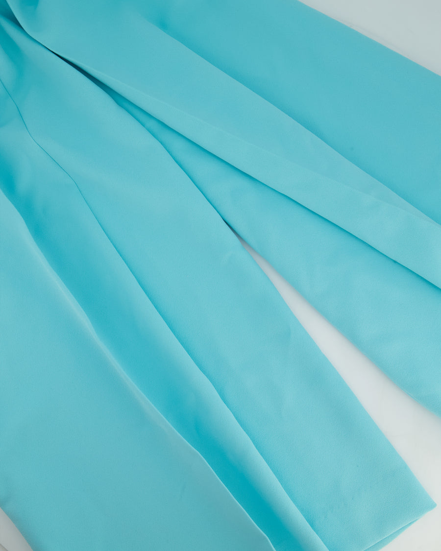 Safiyaa Tiffany Blue Eula Positano Sleeveless Wide Leg Jumpsuit with Sequence Neckline Detail IT 38 (UK 6)