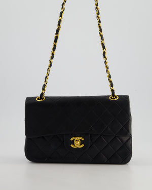 Chanel Vintage Black Small Classic Double Flap Bag in Lambskin Leather with 24k Gold Hardware