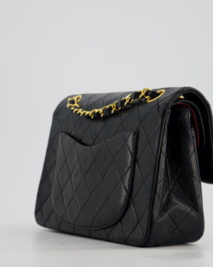 Chanel Vintage Black Small Classic Double Flap Bag in Lambskin Leather with 24k Gold Hardware