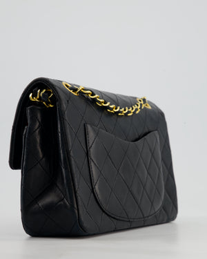 Chanel Vintage Black Small Classic Double Flap Bag in Lambskin Leather with 24k Gold Hardware