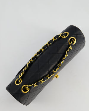 Chanel Vintage Black Small Classic Double Flap Bag in Lambskin Leather with 24k Gold Hardware