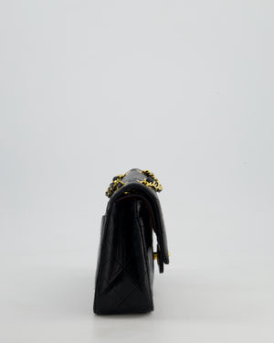 Chanel Vintage Black Small Classic Double Flap Bag in Lambskin Leather with 24k Gold Hardware