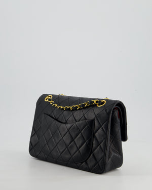 Chanel Vintage Black Small Classic Double Flap Bag in Lambskin Leather with 24k Gold Hardware