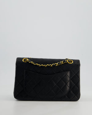 Chanel Vintage Black Small Classic Double Flap Bag in Lambskin Leather with 24k Gold Hardware