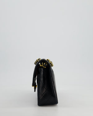 Chanel Vintage Black Small Classic Double Flap Bag in Lambskin Leather with 24k Gold Hardware
