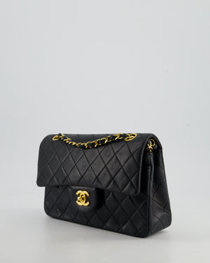 Chanel Vintage Black Small Classic Double Flap Bag in Lambskin Leather with 24k Gold Hardware