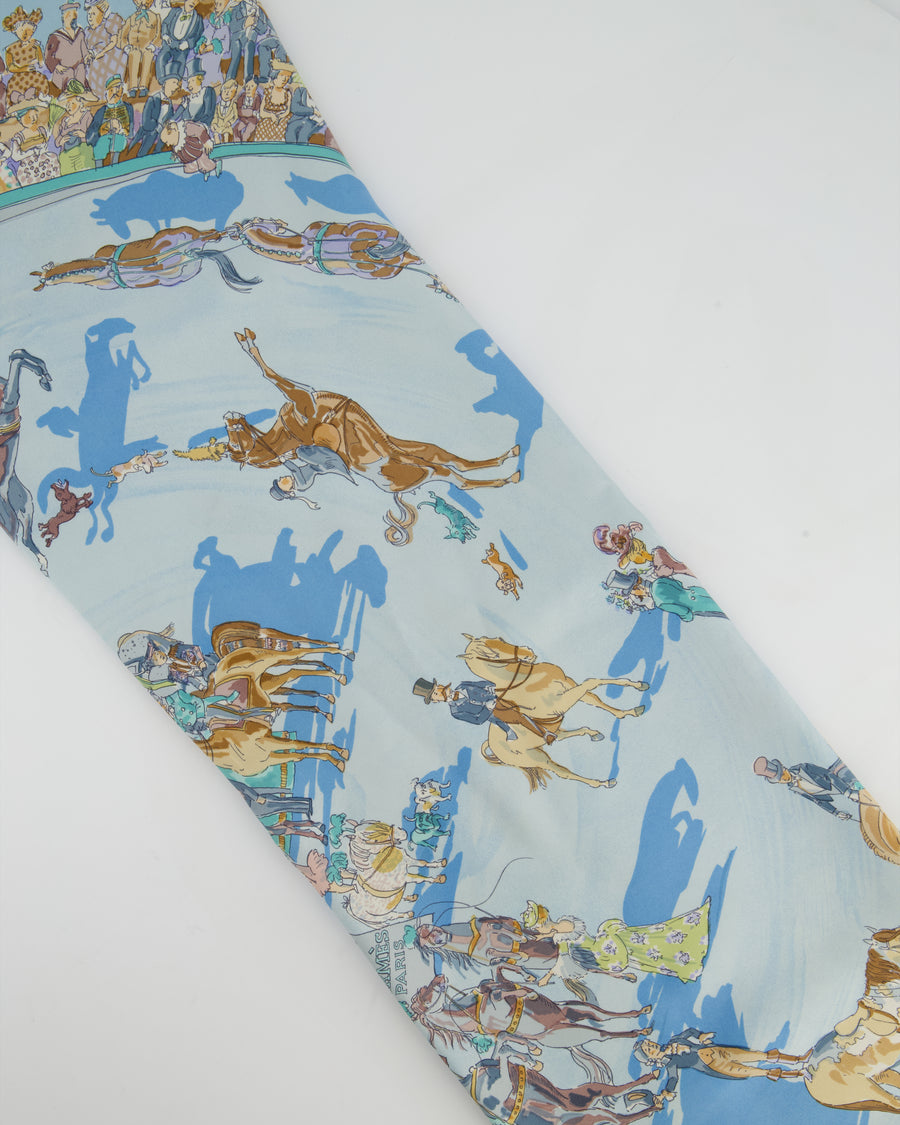 Hermès Pastel Blue 'Cirque Molier' Printed Silk Scarf 90x90