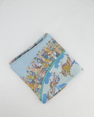Hermès Pastel Blue 'Cirque Molier' Printed Silk Scarf 90x90