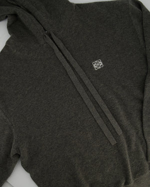 Loewe Grey Menswear Anagram Hoodie with Drawstring Detail Size L (UK 42)