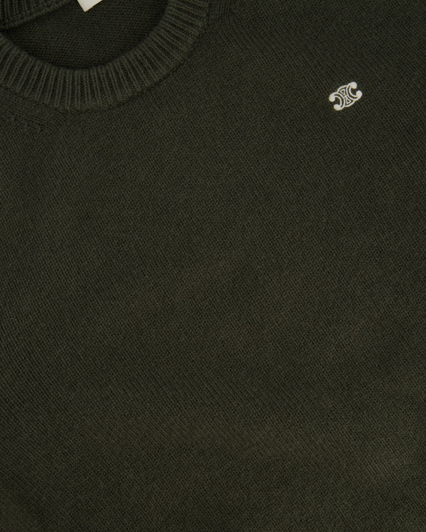 Celine Green Menswear Triomphe Long Sleeve Jumper Size XXL (UK 46)