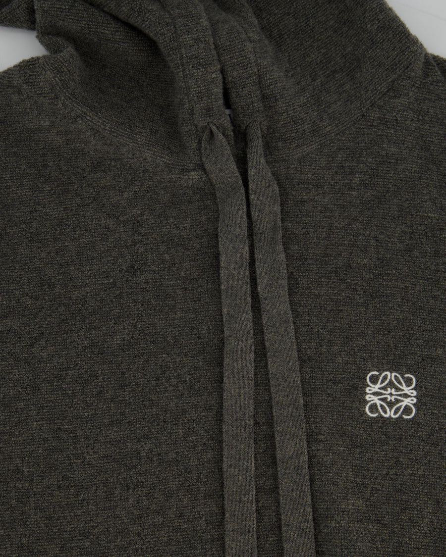 Loewe Grey Menswear Anagram Hoodie with Drawstring Detail Size L (UK 42)
