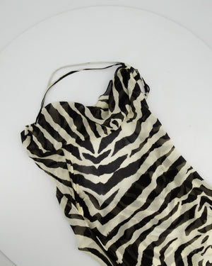 Rat & Boa Black Zebra Print Maxi Dress with Split Detail Size S (UK 8)