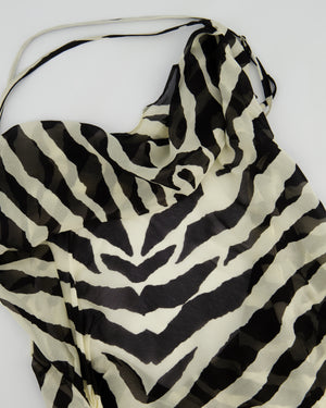 Rat & Boa Black Zebra Print Maxi Dress with Split Detail Size S (UK 8)