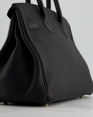*RARE* Hermès Birkin 30 Retourne Bag in Noir Togo Leather with Gold Hardware