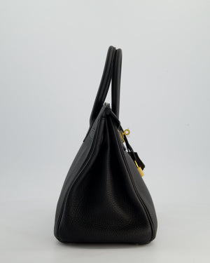 *RARE* Hermès Birkin 30 Retourne Bag in Noir Togo Leather with Gold Hardware